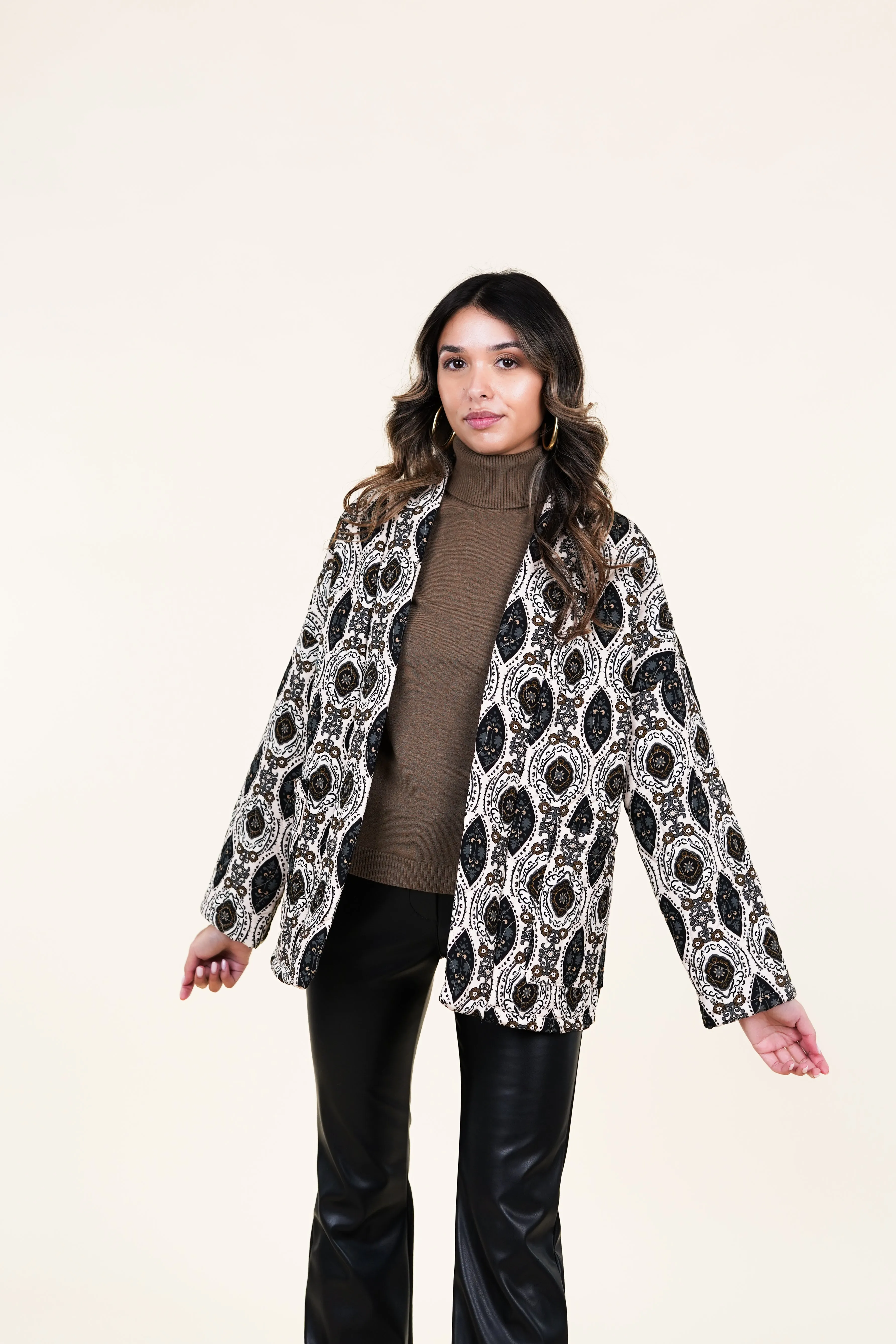 Oversized jas met print bruin - Daimy