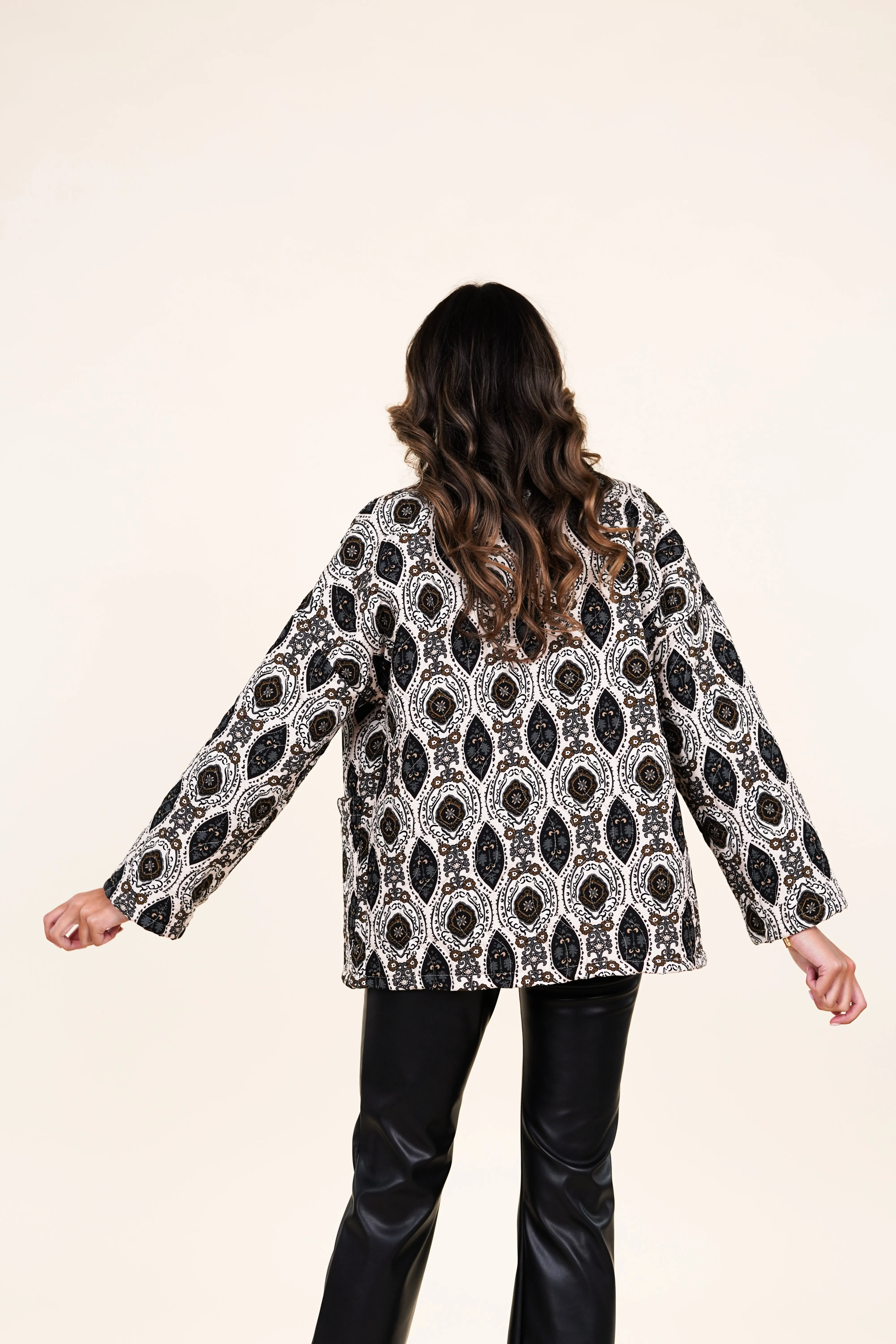 Oversized jas met print bruin - Daimy