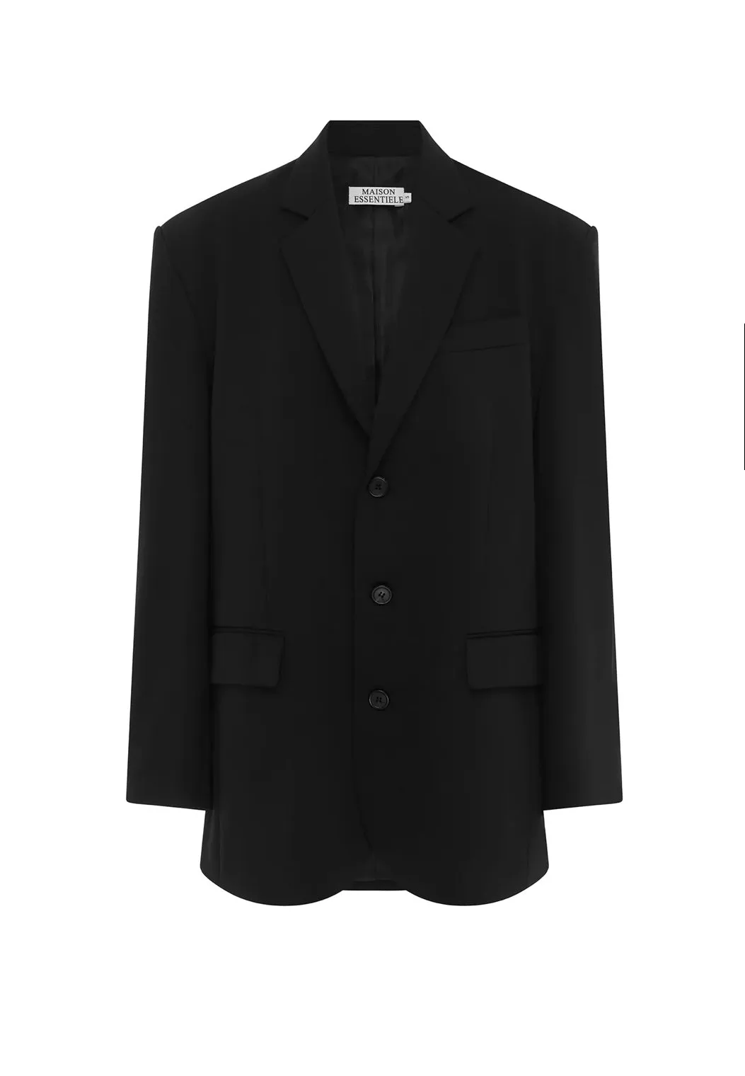 OVERSIZED THREE BUTTON BLAZER - BLACK