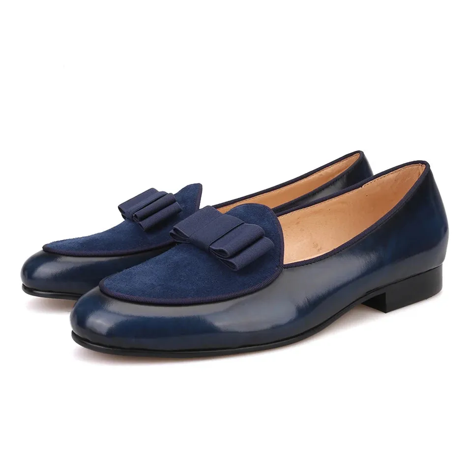 Piergitar Leather & Suede Bow-Tie Loafers