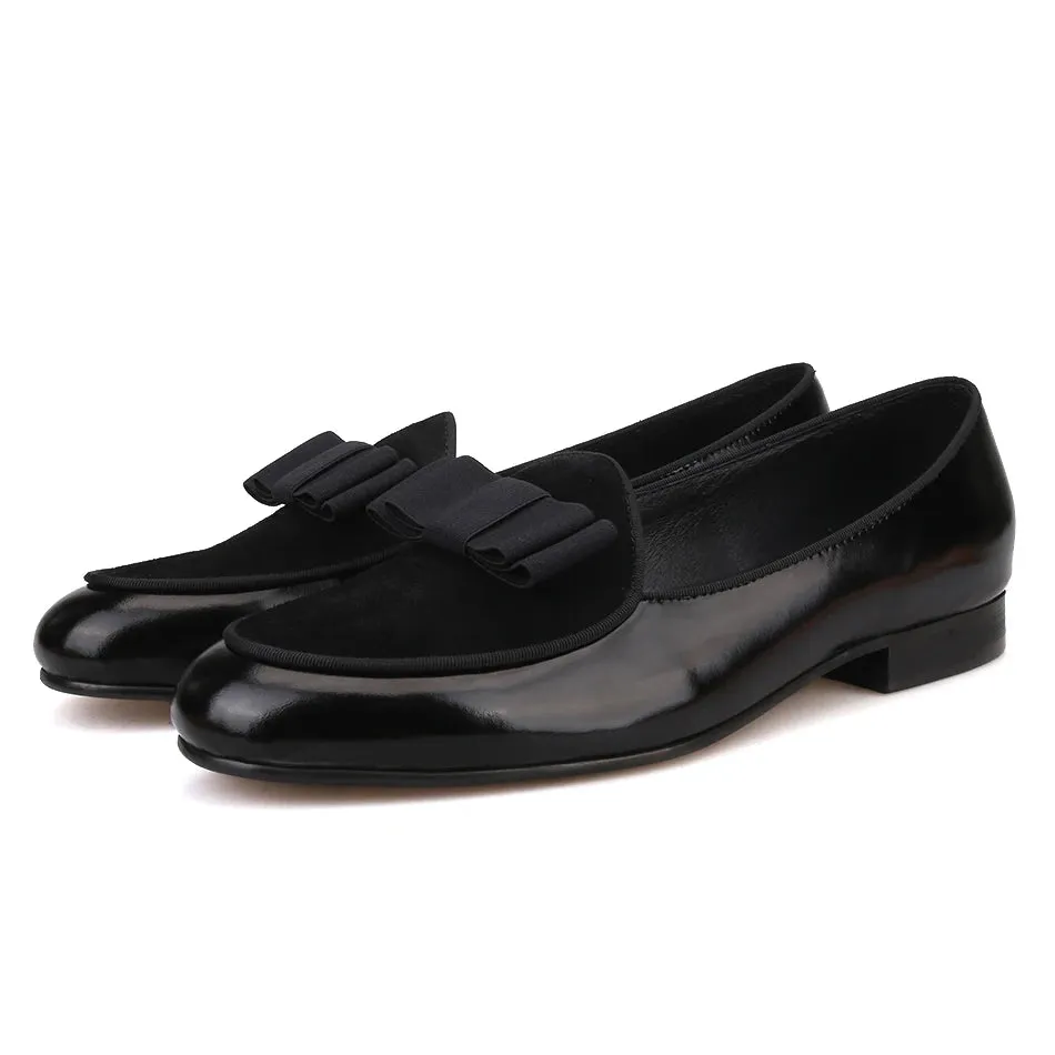 Piergitar Leather & Suede Bow-Tie Loafers