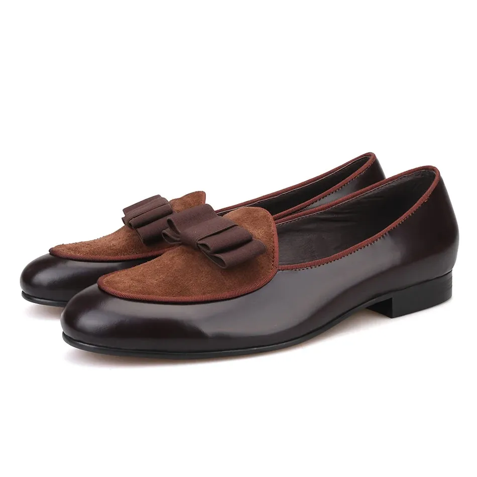 Piergitar Leather & Suede Bow-Tie Loafers