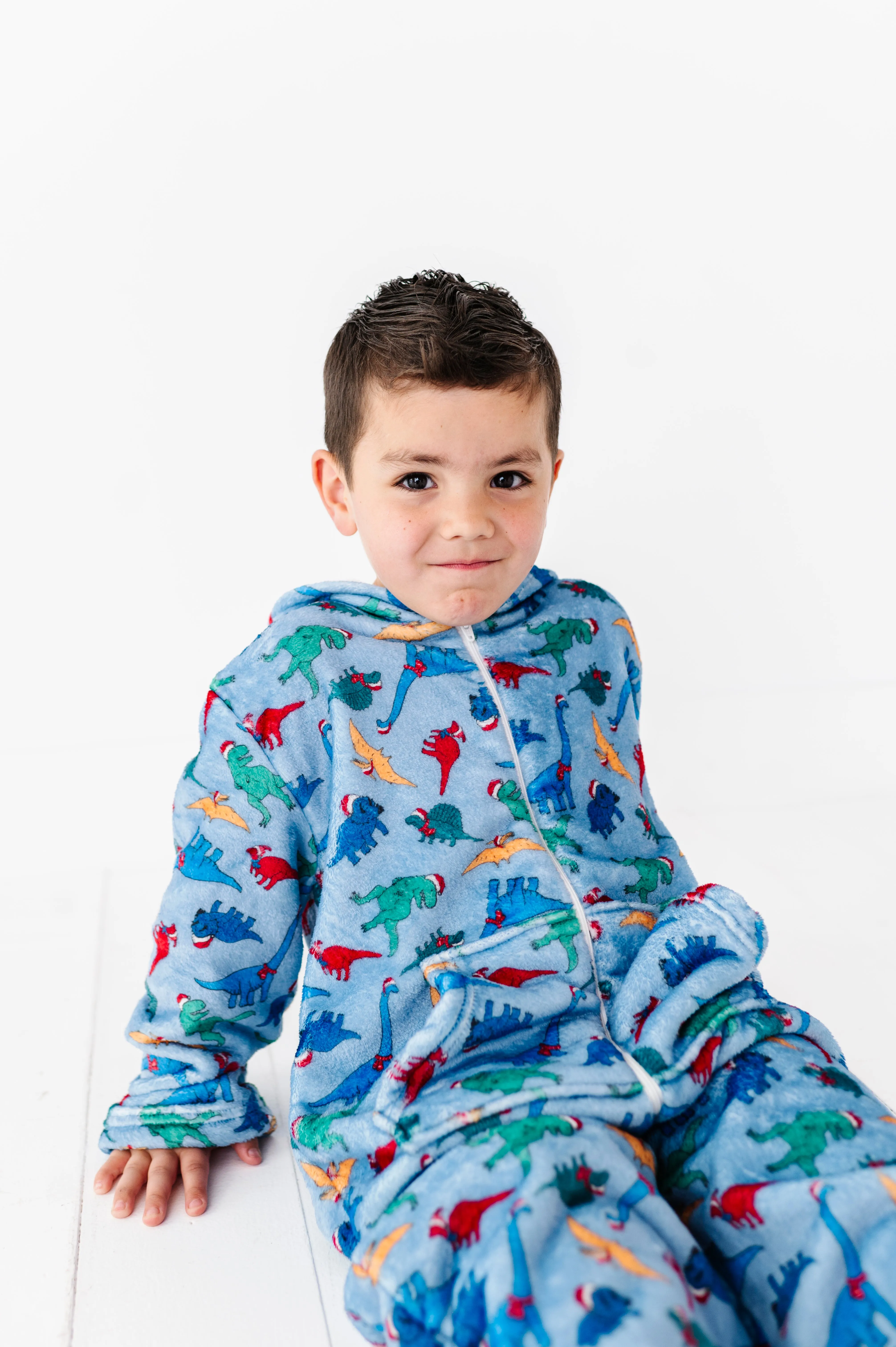 Plush Long Sleeve Onesie -Festive Dinos