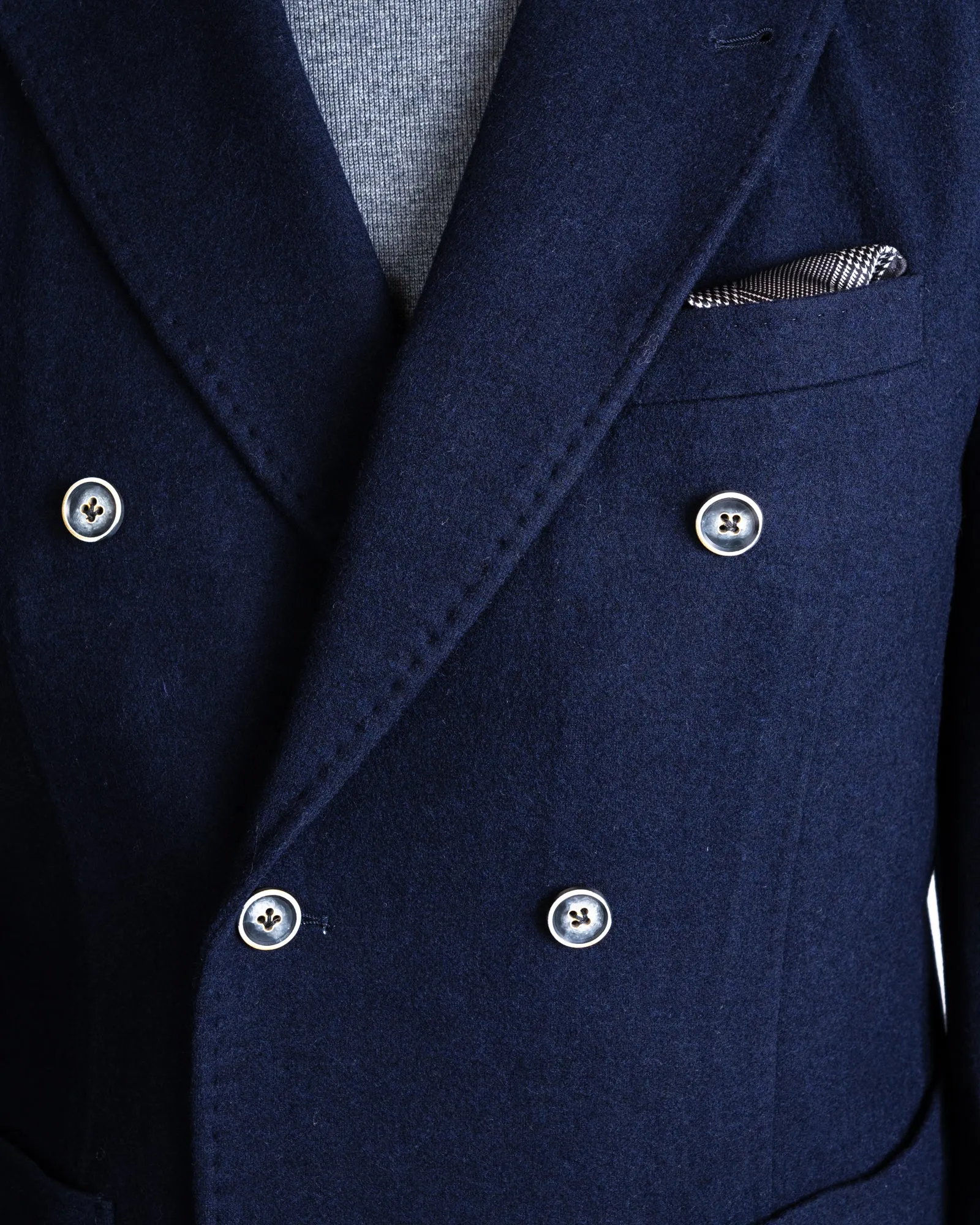 RC Navy Flannel Knit Stretch DB Blazer