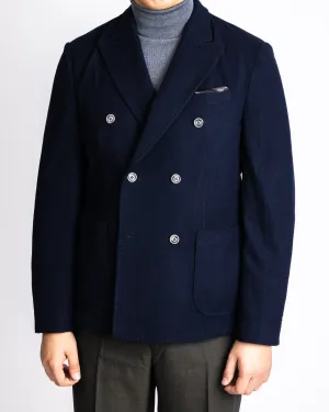 RC Navy Flannel Knit Stretch DB Blazer