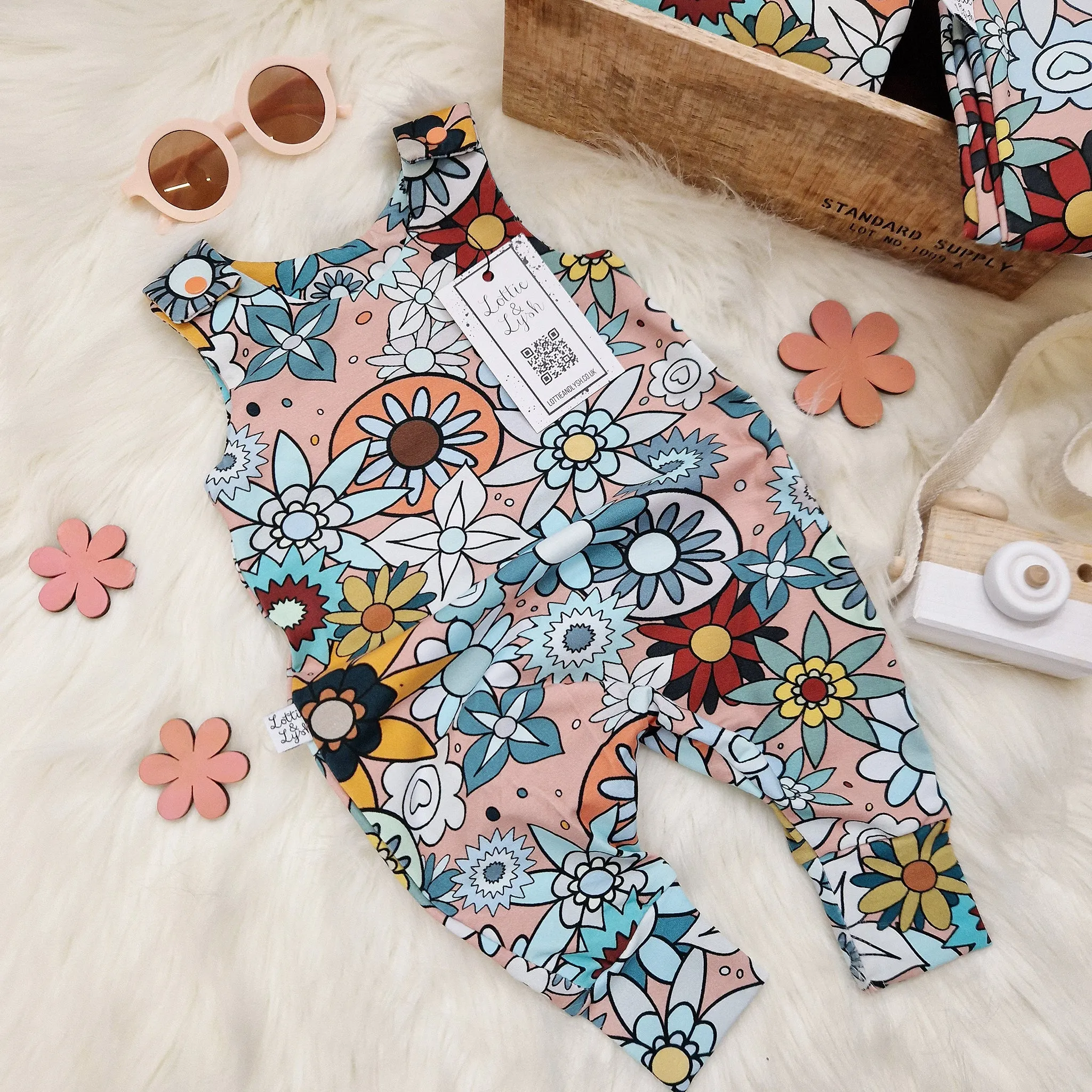 Retro Floral Baby & Toddler Dungarees