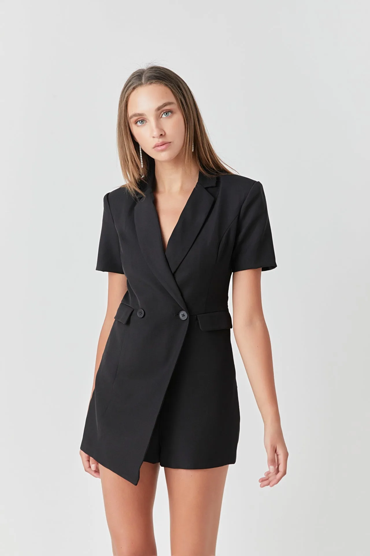 Short Sleeve Blazer Romper