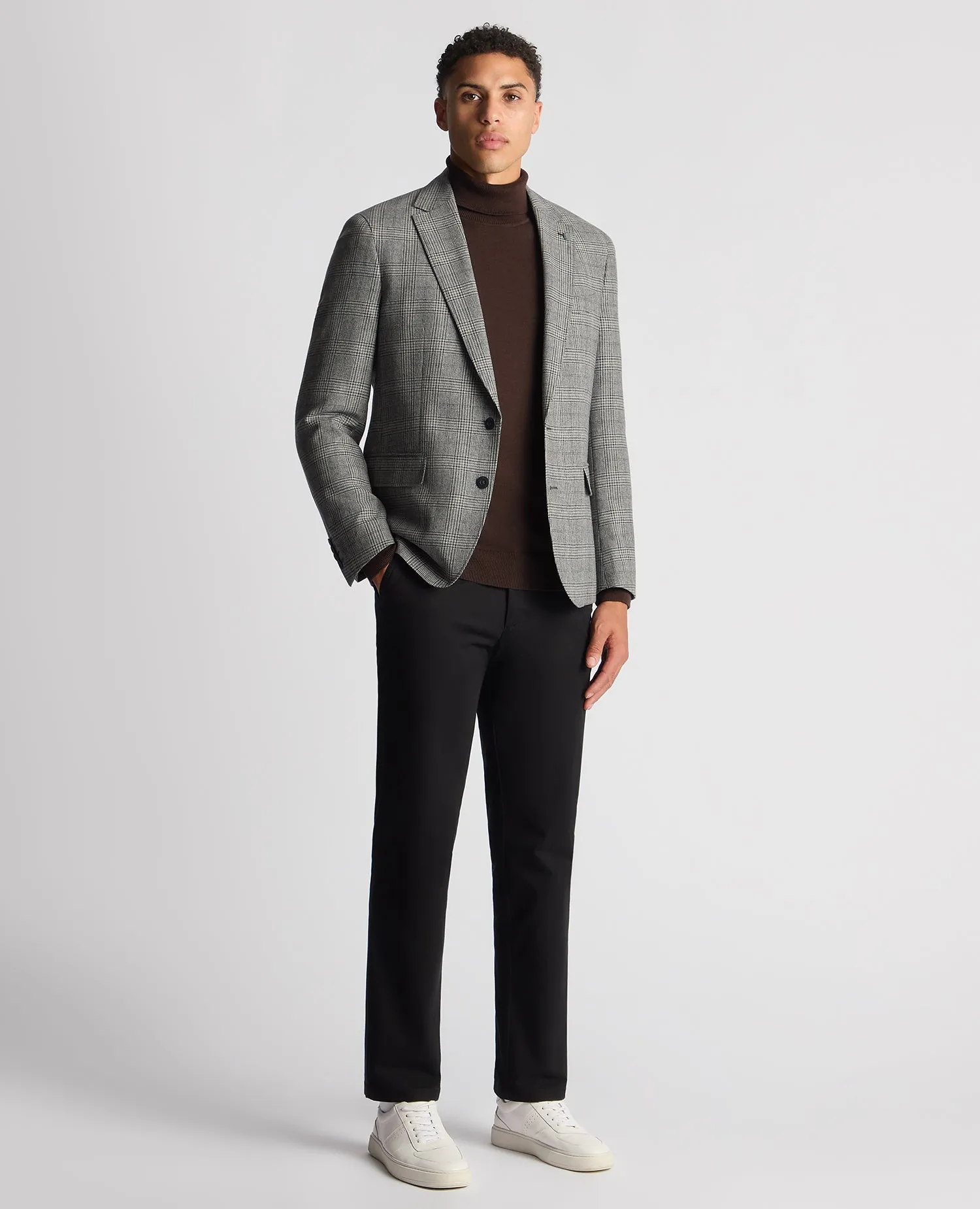 Slim Fit Checked Wool-Blend Jacket