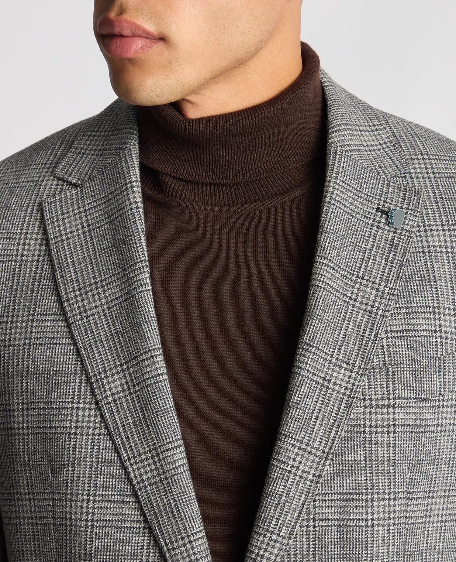 Slim Fit Checked Wool-Blend Jacket