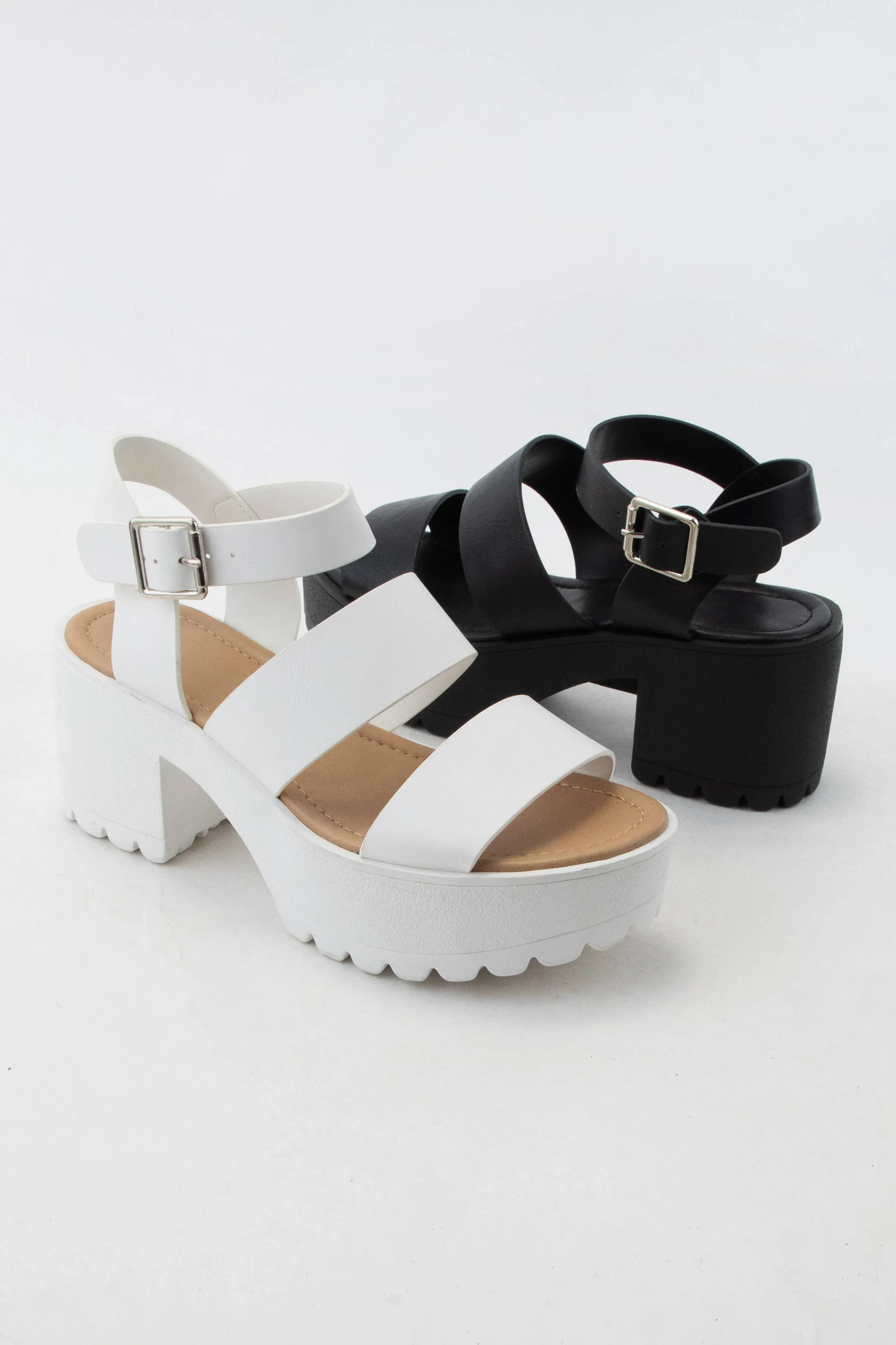 SODA- ADALYN CHUNKY Sandals (white)