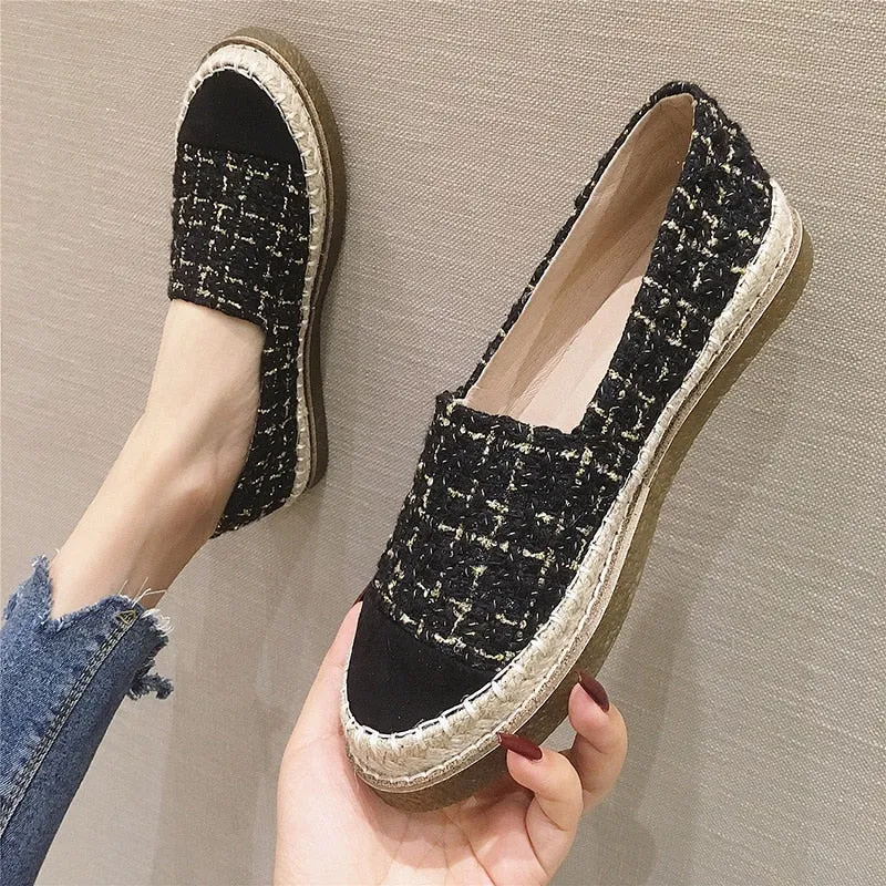 Spring Summer Shoes Women Flats Slip-on Women Cloth Shoes Fashion Brand Ladies Loafers Thick Sole Woman Casual Shoes A2362