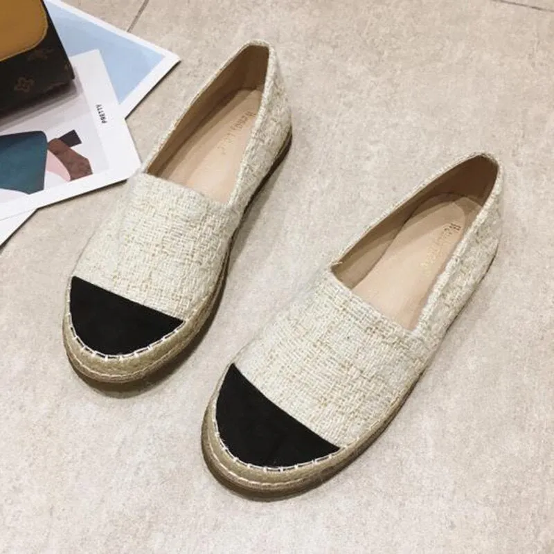 Spring Summer Shoes Women Flats Slip-on Women Cloth Shoes Fashion Brand Ladies Loafers Thick Sole Woman Casual Shoes A2362