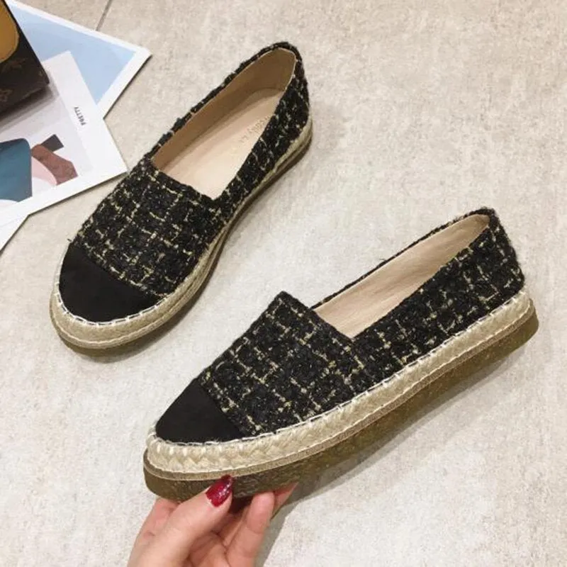 Spring Summer Shoes Women Flats Slip-on Women Cloth Shoes Fashion Brand Ladies Loafers Thick Sole Woman Casual Shoes A2362