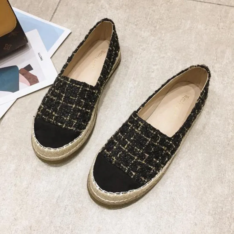 Spring Summer Shoes Women Flats Slip-on Women Cloth Shoes Fashion Brand Ladies Loafers Thick Sole Woman Casual Shoes A2362