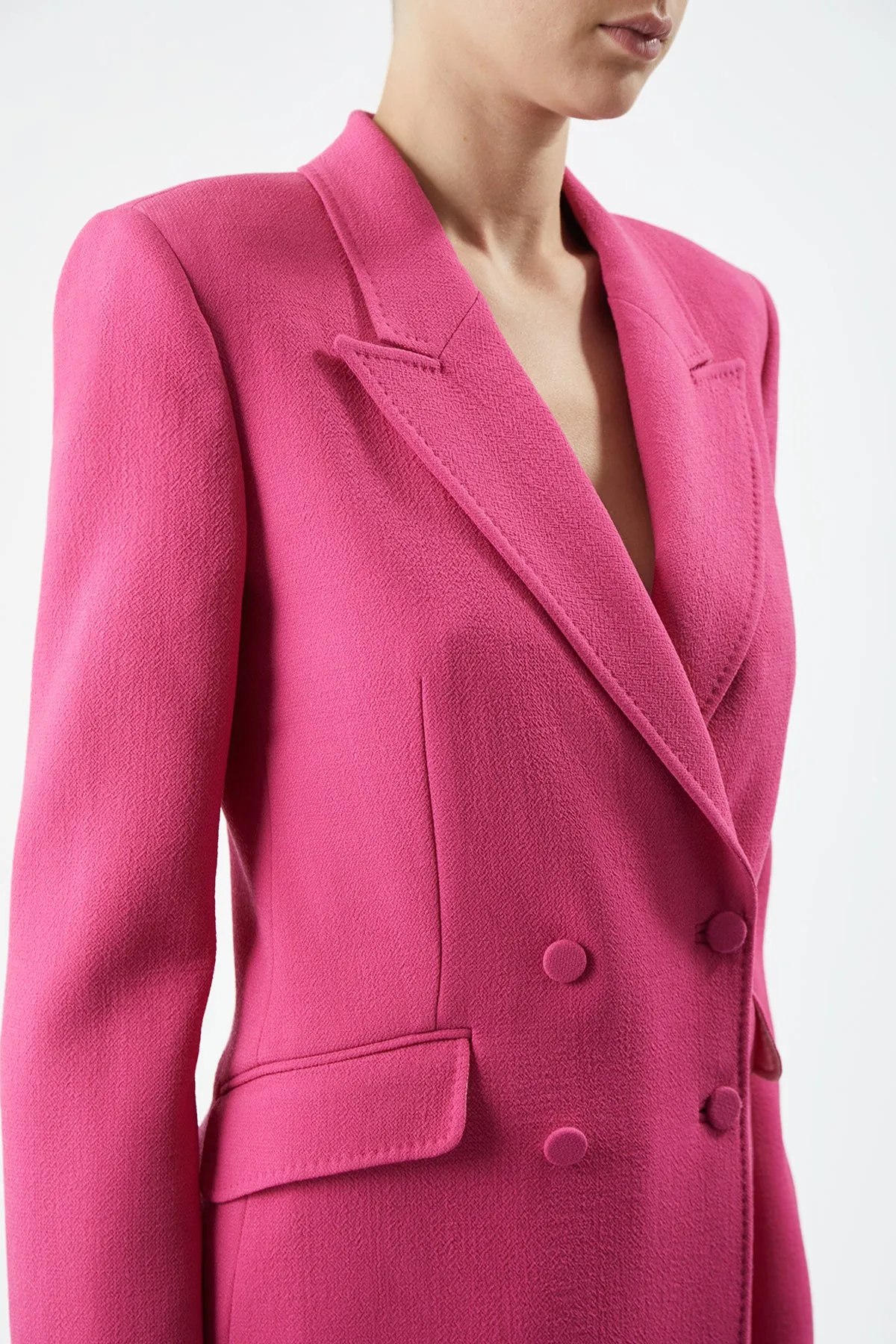 Stephanie Blazer in Fuchsia Virgin Wool Crepe