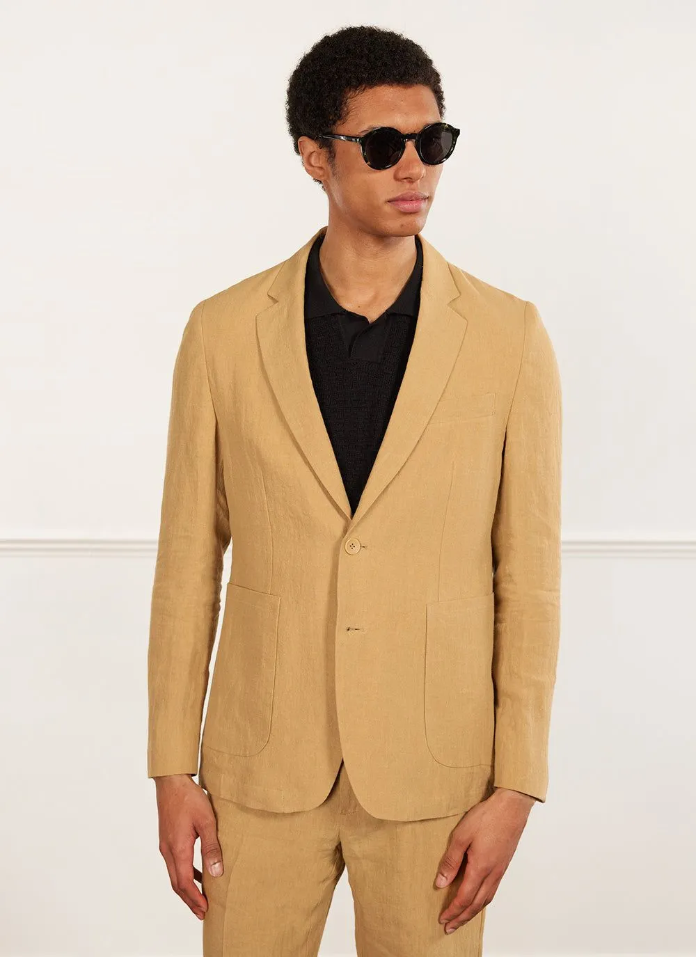 Tailored Linen Blazer | Camel