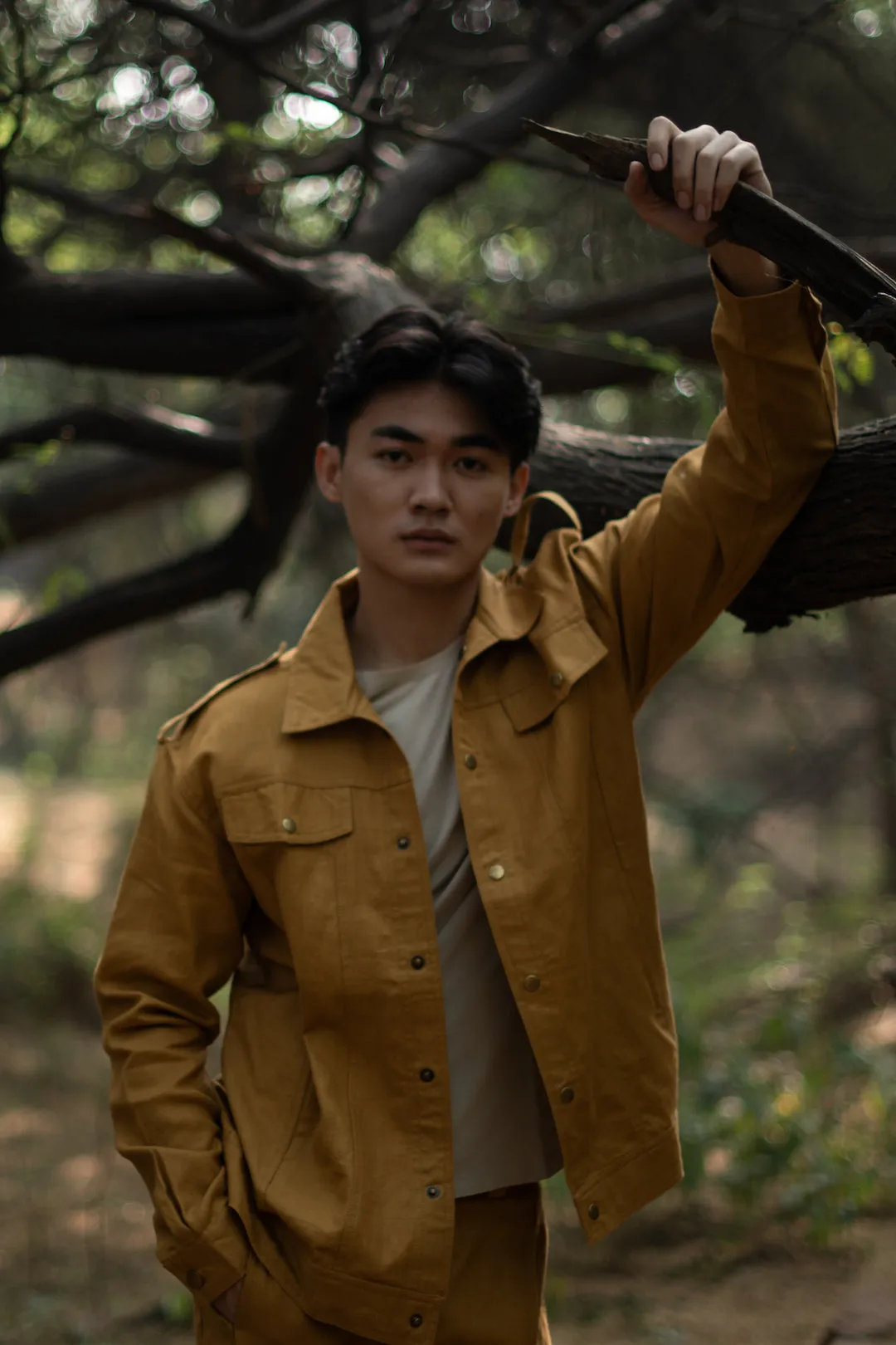 The Terra Tribe Mustard Linen Twill Collingwood Oversized Jacket for Men