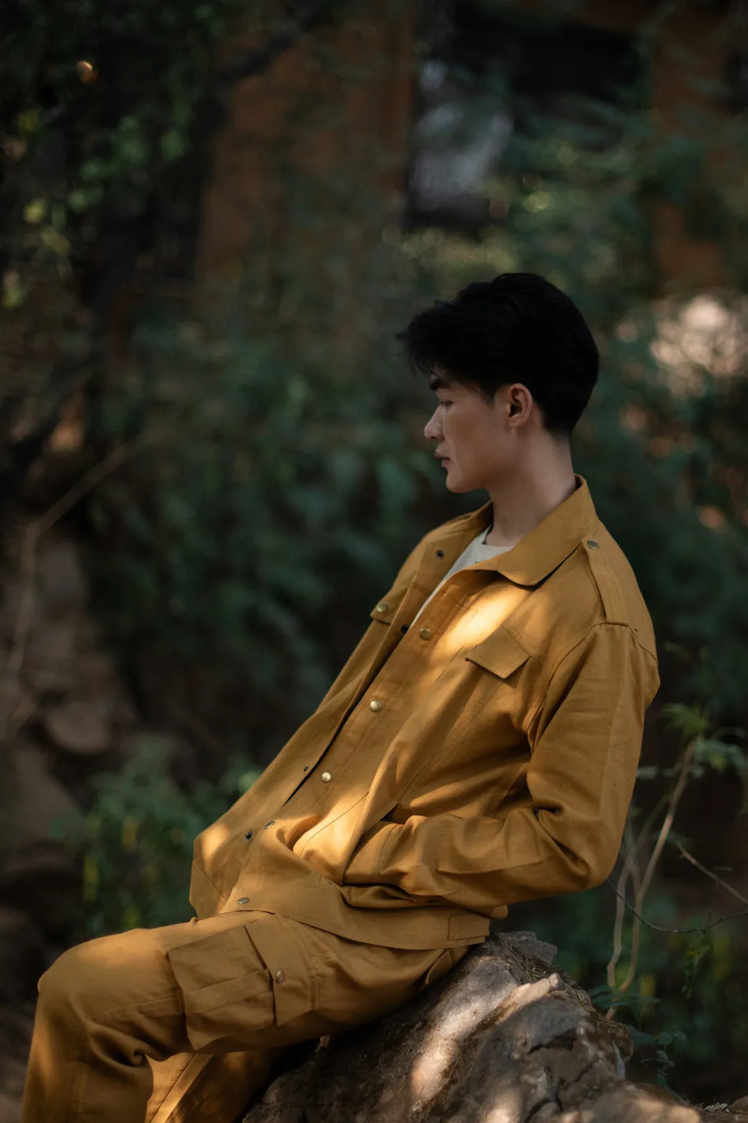 The Terra Tribe Mustard Linen Twill Collingwood Oversized Jacket for Men