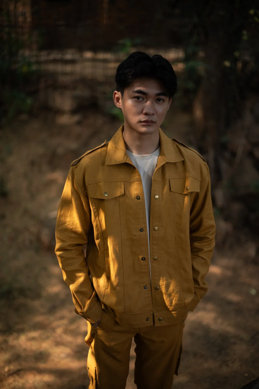 The Terra Tribe Mustard Linen Twill Collingwood Oversized Jacket for Men