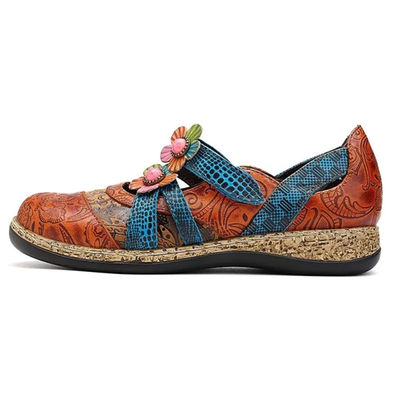 USS Shoes Sther Women's Floral Leather Flat Shoes