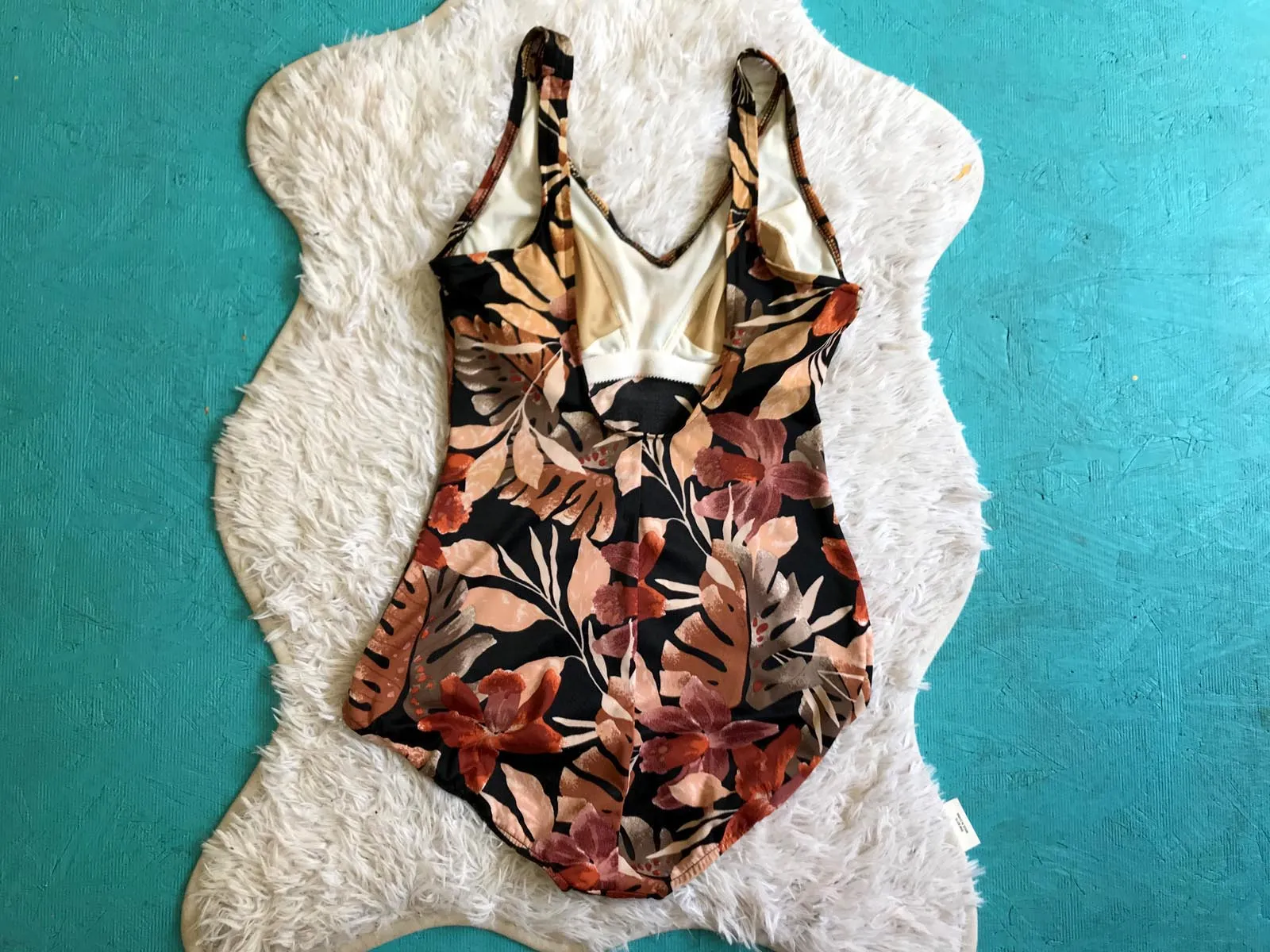 Vintage 70s | Tropical Floral One Piece Swimsuit Bathing Suit Bodysuit | M - L