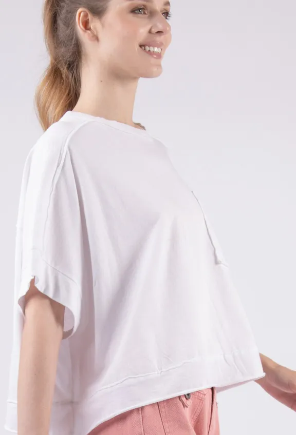 White Oversized Soft Cropped Top