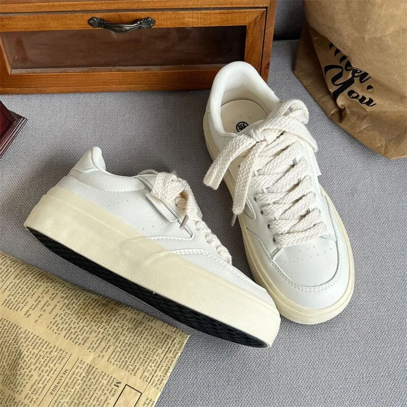 xiangtuibao Synthesis Leather Sneakers Women Designer Woman Spring Autumn Sneakers Female Flat Shoes Lace Up Casual Ladies Vulcanized Shoes